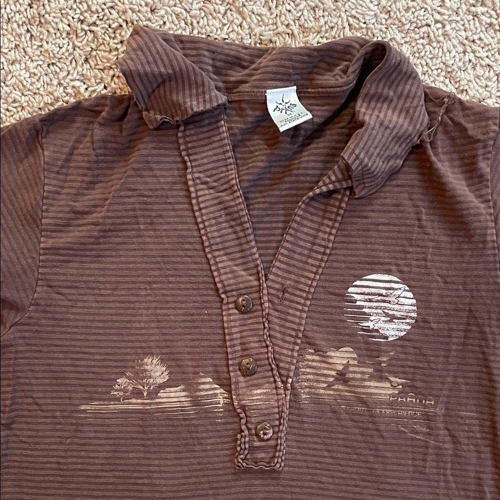 Prana Chocolate Brown Button-Down Women's Shirt
